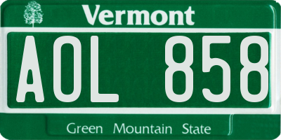 VT license plate AOL858