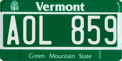 VT license plate AOL859