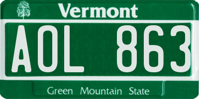 VT license plate AOL863