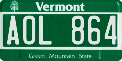 VT license plate AOL864