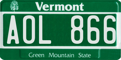 VT license plate AOL866