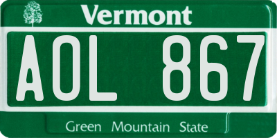 VT license plate AOL867