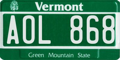 VT license plate AOL868