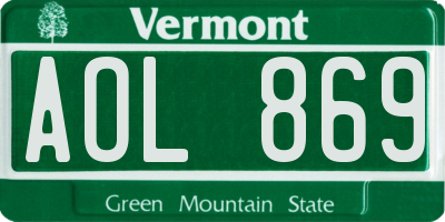 VT license plate AOL869