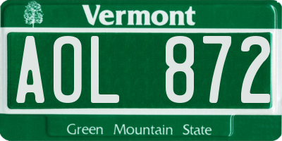 VT license plate AOL872