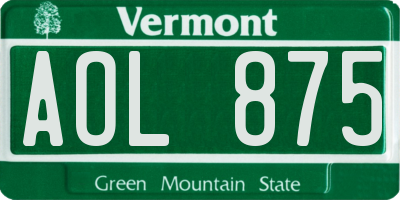 VT license plate AOL875