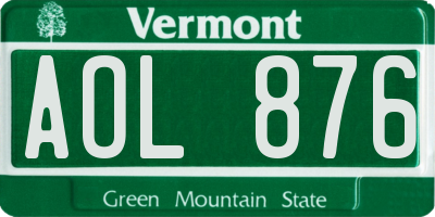VT license plate AOL876