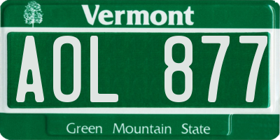 VT license plate AOL877