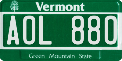 VT license plate AOL880