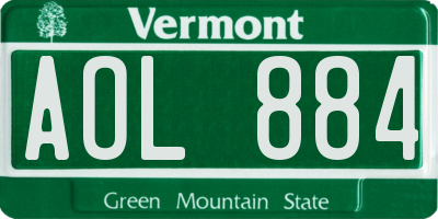 VT license plate AOL884