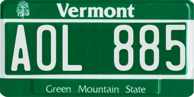 VT license plate AOL885