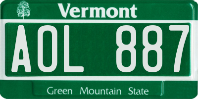 VT license plate AOL887