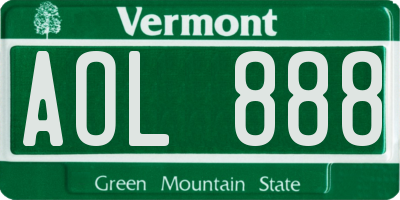 VT license plate AOL888