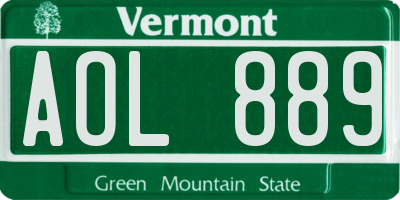VT license plate AOL889