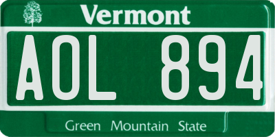 VT license plate AOL894