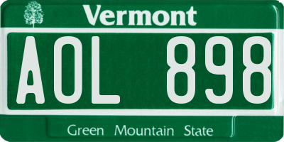 VT license plate AOL898
