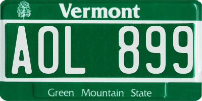 VT license plate AOL899