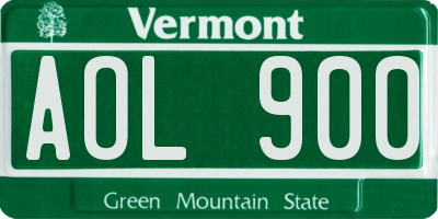 VT license plate AOL900