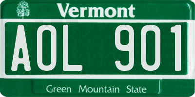 VT license plate AOL901
