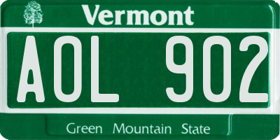 VT license plate AOL902