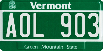 VT license plate AOL903