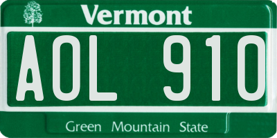 VT license plate AOL910