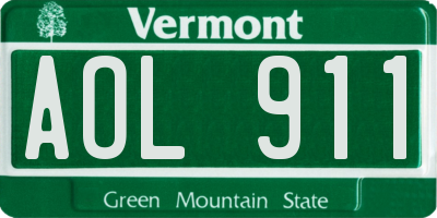 VT license plate AOL911