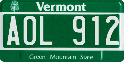 VT license plate AOL912
