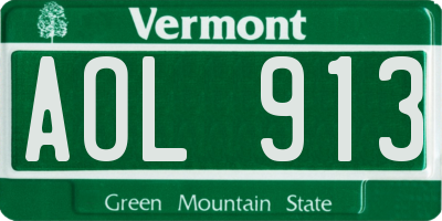 VT license plate AOL913