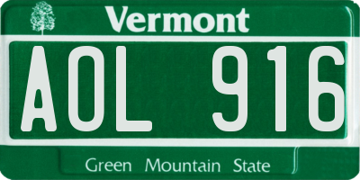 VT license plate AOL916