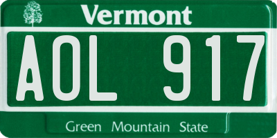 VT license plate AOL917