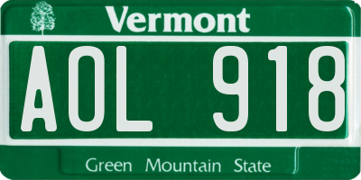 VT license plate AOL918