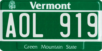VT license plate AOL919