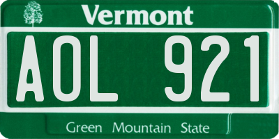 VT license plate AOL921