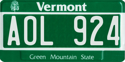 VT license plate AOL924