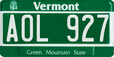 VT license plate AOL927