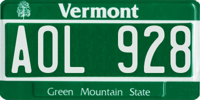 VT license plate AOL928
