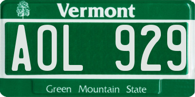 VT license plate AOL929