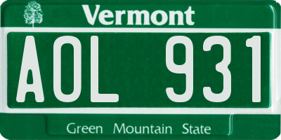 VT license plate AOL931