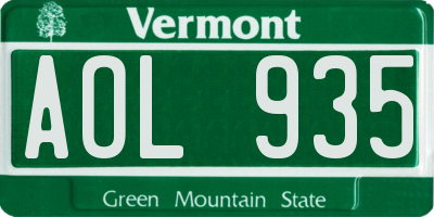 VT license plate AOL935