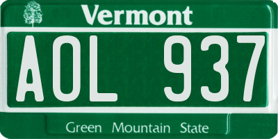 VT license plate AOL937
