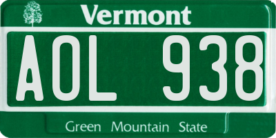 VT license plate AOL938