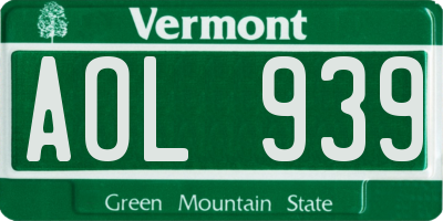 VT license plate AOL939