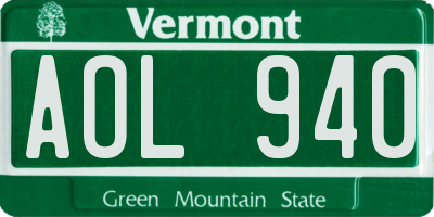 VT license plate AOL940
