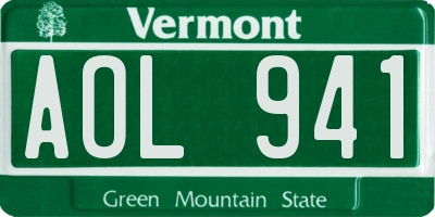 VT license plate AOL941