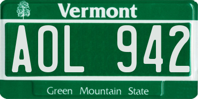 VT license plate AOL942