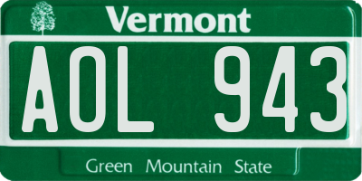 VT license plate AOL943