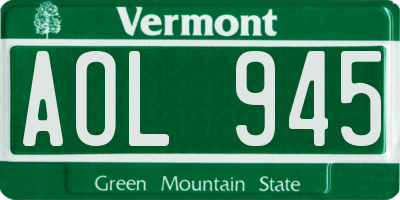 VT license plate AOL945