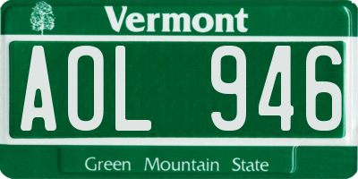 VT license plate AOL946