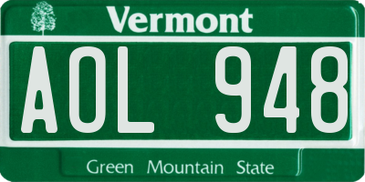 VT license plate AOL948